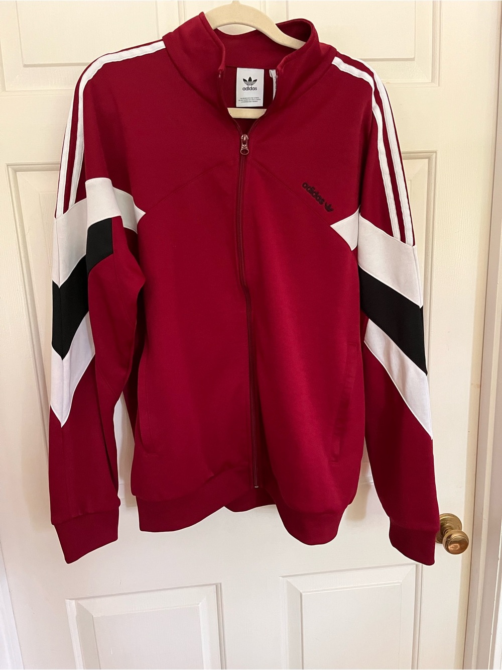 Adidas Originals Track Jacket Burgundy Full Zip Trefoil Men’s Medium